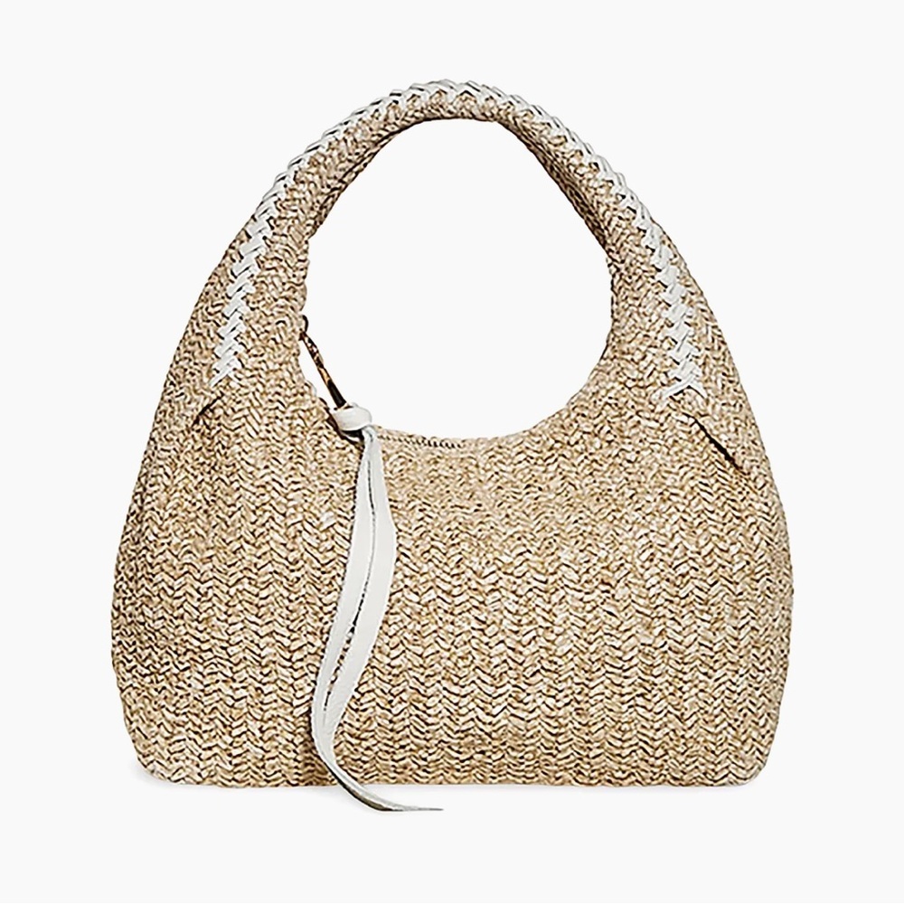 Aimee Kestenberg Natural Straw Shoulder Bag with White Trim - Picture 3 of 16